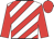 White, red diagonal stripes, sleeves and cap