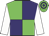 Big-green body, purple quartered, white arms, big-green cap, purple hooped