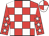 Red & white check, white stars on sleeves, quartered cap
