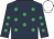 Dark blue, emerald green spots, white cap