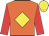 Orange, yellow diamond, red sleeves, yellow cap
