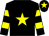 Black, yellow star, hooped sleeves and star on cap