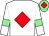 White, red diamond, white sleeves, light green armlets, light green cap, red diamond