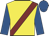 Yellow, maroon sash, royal blue sleeves and cap