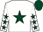White, dark green star, dark green stars on sleeves, dark green cap