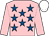 Pink, royal blue stars, pink sleeves, white cap