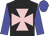 Black, pink maltese cross, blue sleeves and cap