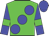 Green, large blue spots, blue sleeves, green armlets, blue cap