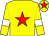Yellow, red star, yellow sleeves, white armlets, yellow cap, red star