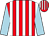 Red and white stripes, light blue sleeves