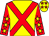 Yellow, red cross belts, red sleeves, yellow stars, yellow cap, red stars