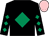 Black, emerald green diamond, diamonds on sleeves, pink cap