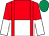 red and white halved horizontally, red braces, red and white halved sleeves, emerald green cap