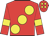 Red, large yellow spots, armlets and spots on cap