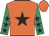 Orange, black star, emerald green sleeves, black stars, orange cap
