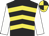 Black & yellow chevrons, white sleeves, black & yellow quartered cap