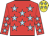 Red, light blue stars, yellow cap, light blue stars