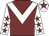 Maroon, white chevron, white sleeves, maroon stars, white cap, maroon star