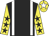 Black, white braces, yellow sleeves, black stars, yellow cap, white star