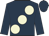 Dark blue, large beige spots