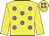 Yellow, mauve spots, yellow sleeves
