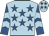 Light blue, royal blue stars, royal blue and light blue chevrons on sleeves