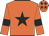 orange, black star, black armlets on sleeves, black stars on cap