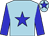light Blue body, blue star, blue arms, light blue cap, blue star