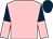 Pink, dark blue and pink halved sleeves, dark blue cap