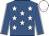 Royal blue, white stars, white seams on sleeves, white cap