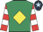 Emerald green, yellow diamond, red & white hooped sleeves, dark blue cap, light blue star