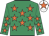 Emerald green, orange stars, white cap, orange star