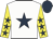 White, dark blue star, yellow sleeves, dark blue stars, dark blue cap