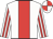 White, red stripe, striped sleeves, quartered cap