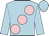 Light blue, large pink spots