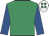 Emerald green, royal blue sleeves, white cap, emerald green spots