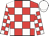 Red and white check, white cap