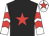 Black, red star, white and red chevrons on sleeves, white cap, red star