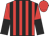 Red and black stripes, halved sleeves, red cap