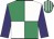 Emerald green and white (quartered), purple sleeves, emerald green and white striped cap