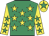Emerald green, yellow stars, yellow sleeves, emerald green stars, yellow cap, emerald green star