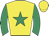 Yellow, emerald green star, emerald green sleeves, yellow cap