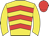 yellow, red chevrons, yellow sleeves, red cap