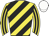 Yellow and Black diagonal stripes, yellow and black stripes sleeves, White cap