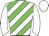 white, green diagonal stripes, white sleeves and cap