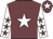 Garnet body, white star, white arms, garnet stars, garnet cap, white star