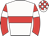 White, red hoop and sleeves, white armbands, checked cap