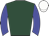 Dark green, blue sleeves, white cap