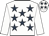 white, dark blue stars, white sleeves