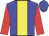 blue, yellow stripe, red sleeves